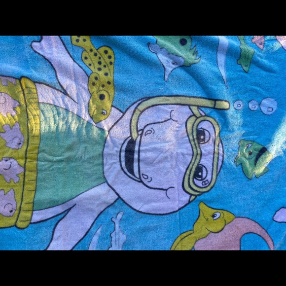 🤿 🐠 Vintage 1992 Barney Snorkel Swimming Beach Towel Fish Ocean Lyons Group! - Picture 5 of 7